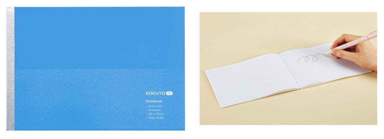 （左）ノートブックセミB5ハーフサイズ　商品イメージ（右）使用イメージ